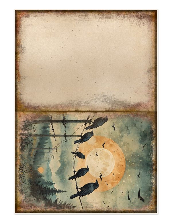 Junk Journal Kit: Printable Pages, Cards, Tags and Ephemera - Harvest Moon Ravens - Commercial Use — image 34