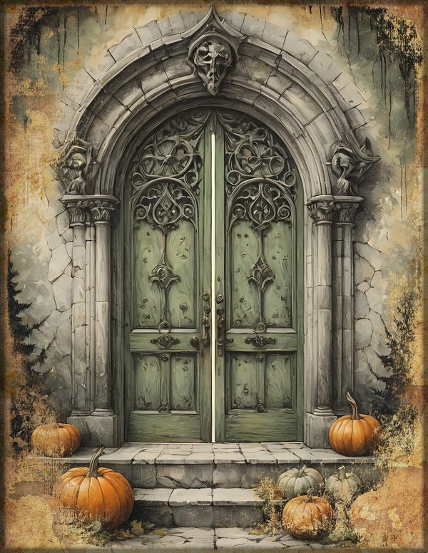 Junk Journal Papers: Printable Vintage Pages - Harvest Moon Hauntings - Commercial Use — image 1