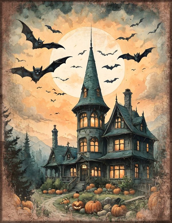 Junk Journal Papers: Printable Vintage Pages - Harvest Moon Hauntings - Commercial Use — image 2