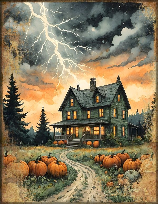 Junk Journal Papers: Printable Vintage Pages - Harvest Moon Hauntings - Commercial Use — image 3