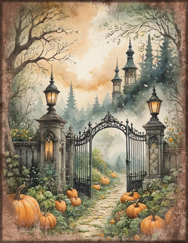 Junk Journal Papers: Printable Vintage Pages - Harvest Moon Hauntings - Commercial Use — image 4