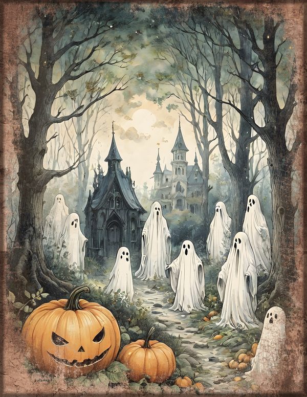 Junk Journal Papers: Printable Vintage Pages - Harvest Moon Hauntings - Commercial Use — image 8