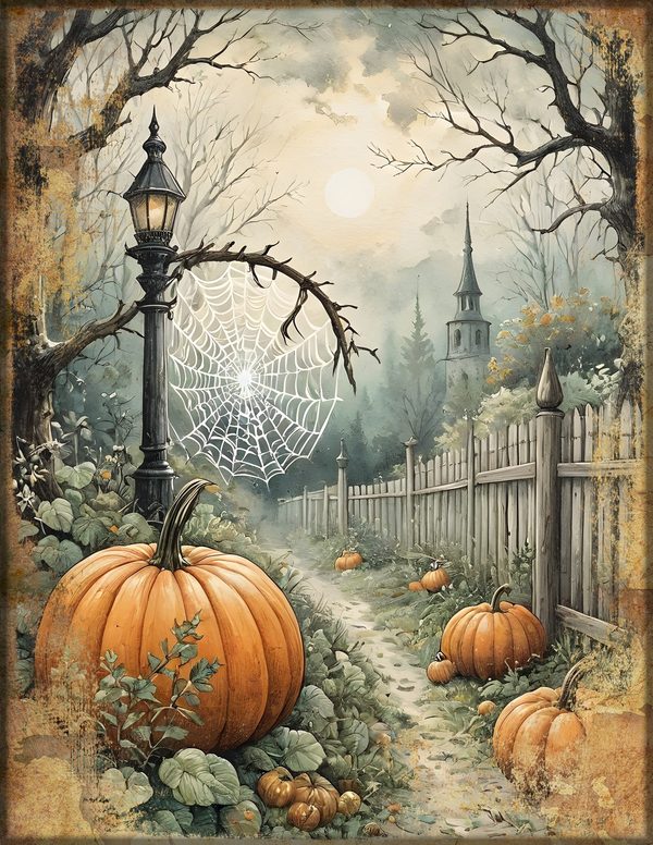 Junk Journal Papers: Printable Vintage Pages - Harvest Moon Hauntings - Commercial Use — image 13
