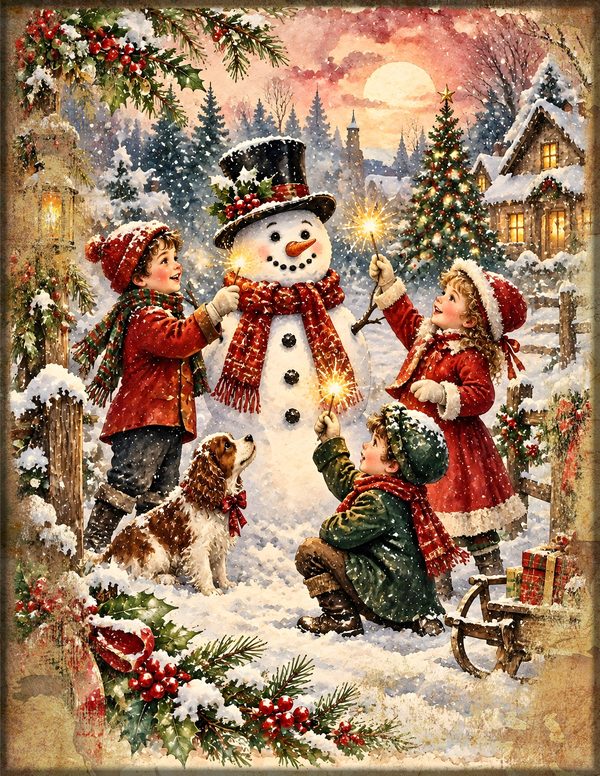 Vintage Christmas Morning Junk Journal Kit: Printable Papers, Cards, Tags (Digital Download) — image 2