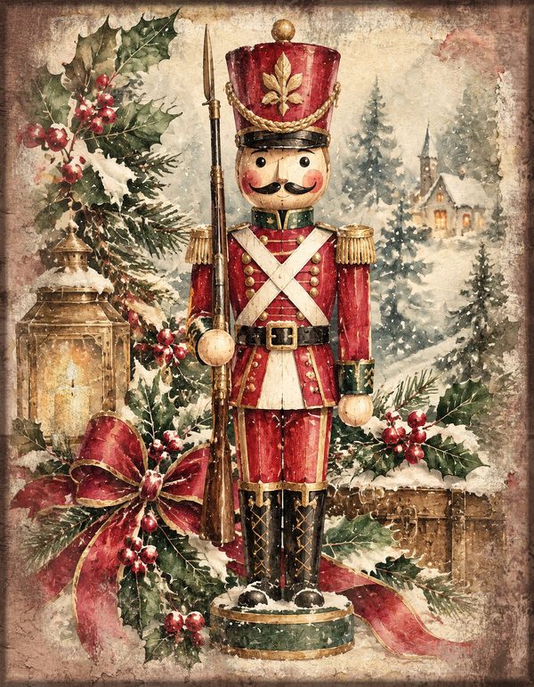 Vintage Christmas Morning Junk Journal Kit: Printable Papers, Cards, Tags (Digital Download) — image 3
