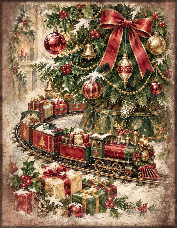 Vintage Christmas Morning Junk Journal Kit: Printable Papers, Cards, Tags (Digital Download) — image 4