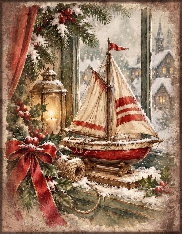 Vintage Christmas Morning Junk Journal Kit: Printable Papers, Cards, Tags (Digital Download) — image 11