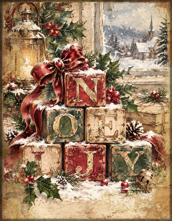 Vintage Christmas Morning Junk Journal Kit: Printable Papers, Cards, Tags (Digital Download) — image 13