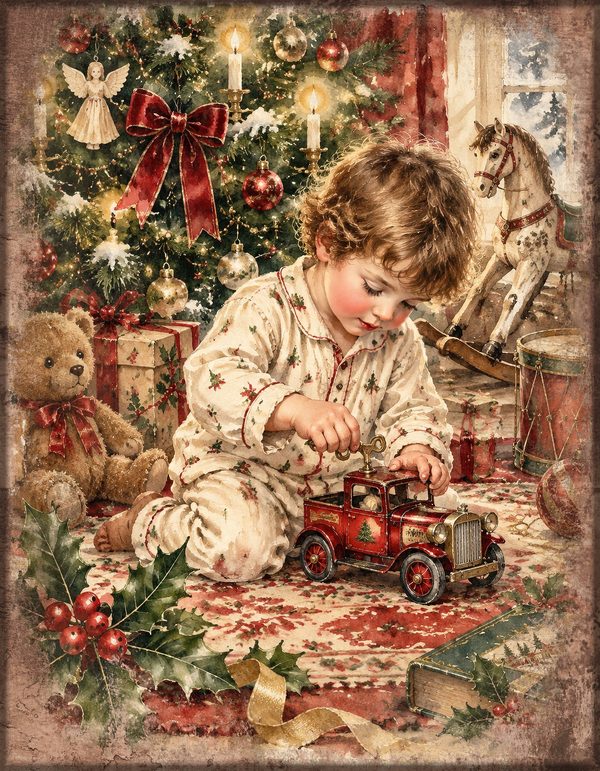 Vintage Christmas Morning Junk Journal Kit: Printable Papers, Cards, Tags (Digital Download) — image 15