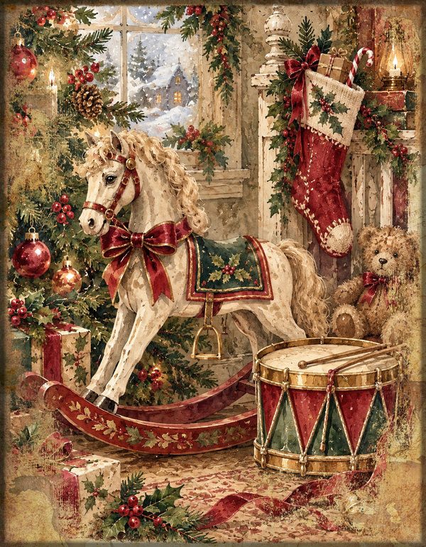 Vintage Christmas Morning Junk Journal Kit: Printable Papers, Cards, Tags (Digital Download) — image 16