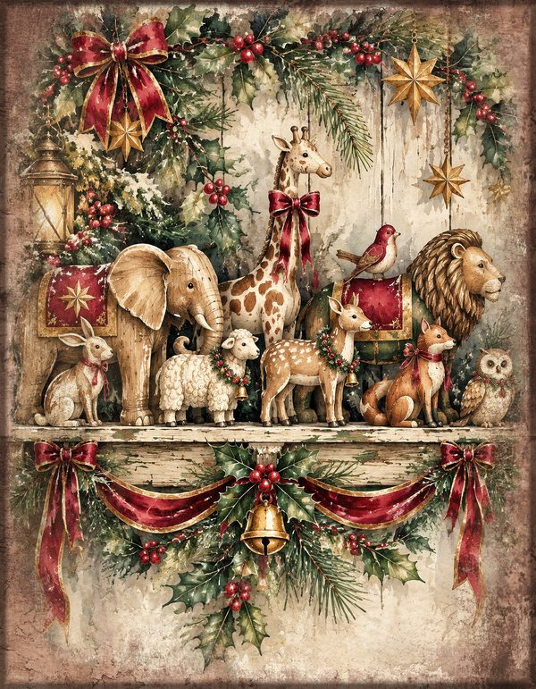 Vintage Christmas Morning Junk Journal Kit: Printable Papers, Cards, Tags (Digital Download) — image 17