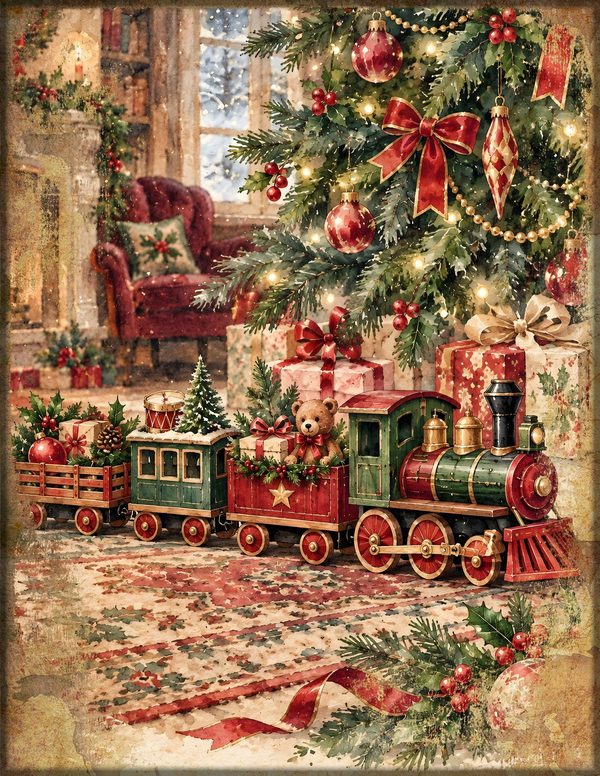 Vintage Christmas Morning Junk Journal Kit: Printable Papers, Cards, Tags (Digital Download) — image 20