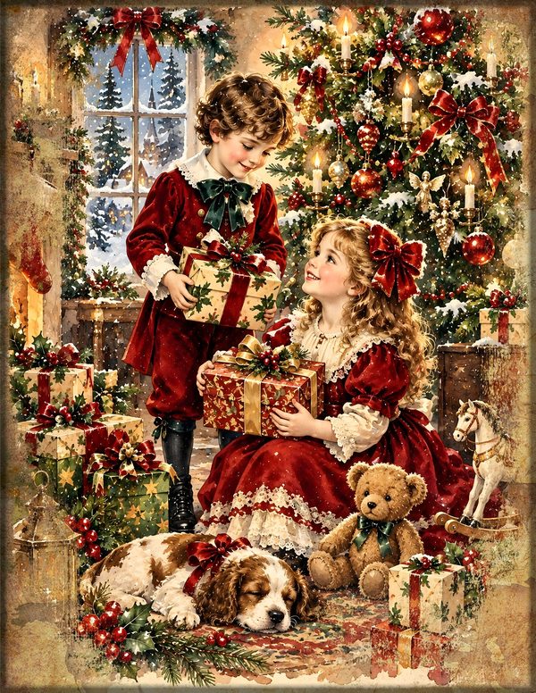 Vintage Christmas Morning Junk Journal Kit: Printable Papers, Cards, Tags (Digital Download) — image 22