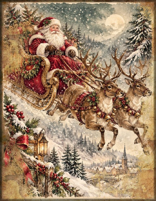 Vintage Christmas Morning Junk Journal Kit: Printable Papers, Cards, Tags (Digital Download) — image 25