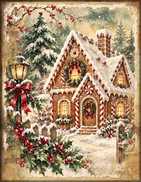 Baking Junk Journal Kit: Printable Pages, Cards, Tags and Ephemera - Gingerbread Kitchen - Commercial Use — image 1