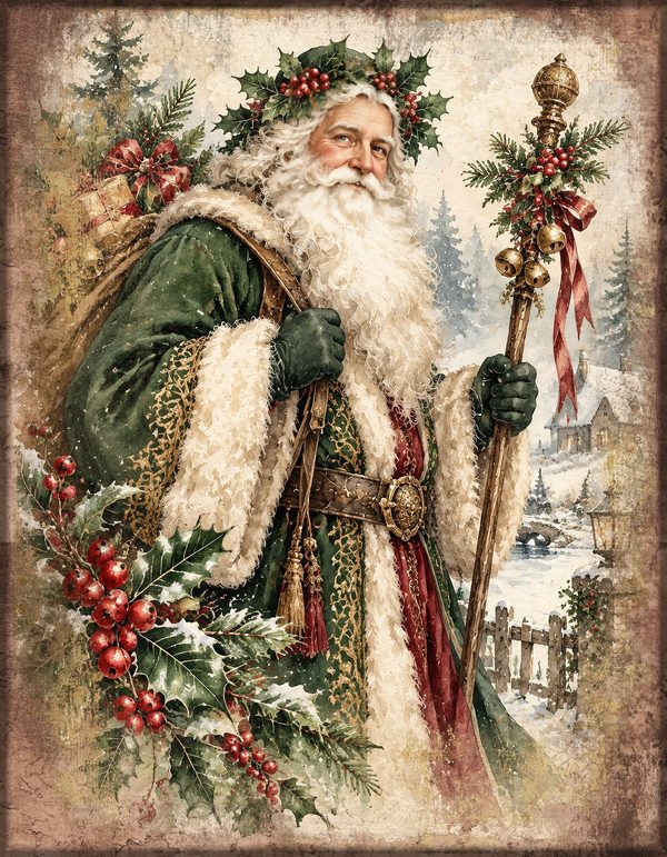 Christmas Junk Journal Kit: Printable Pages, Cards, Tags and Ephemera - Father Christmas - Commercial Use — image 1