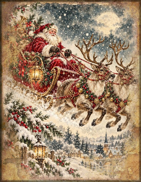 Christmas Junk Journal Kit: Printable Pages, Cards, Tags and Ephemera - Father Christmas - Commercial Use — image 2
