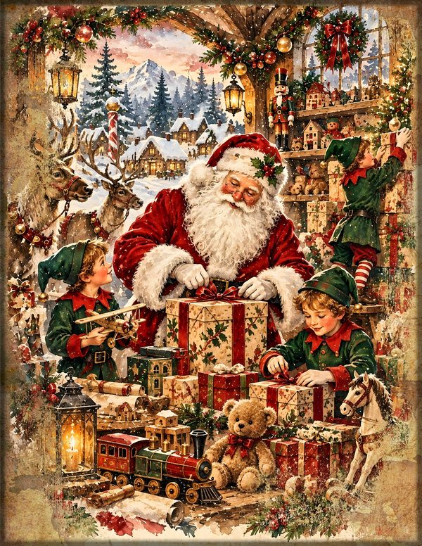 Christmas Junk Journal Kit: Printable Pages, Cards, Tags and Ephemera - Father Christmas - Commercial Use — image 10