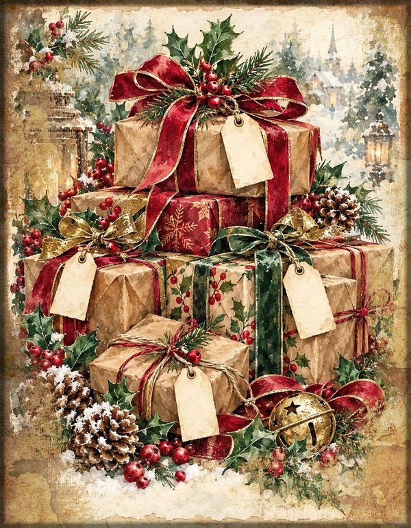 Christmas Junk Journal Kit: Printable Pages, Cards, Tags and Ephemera - Father Christmas - Commercial Use — image 24