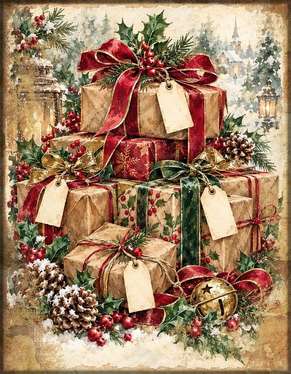 Junk Journal Kit: Printable Pages, Cards, Tags and Ephemera - Victorian Christmas - Commercial Use — image 28