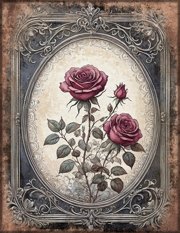 Junk Journal Papers: Printable Vintage Pages - Gothic Raven and Rose - Commercial Use — image 4