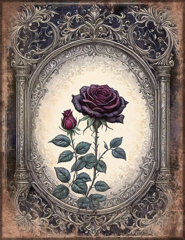 Junk Journal Papers: Printable Vintage Pages - Gothic Raven and Rose - Commercial Use — image 9