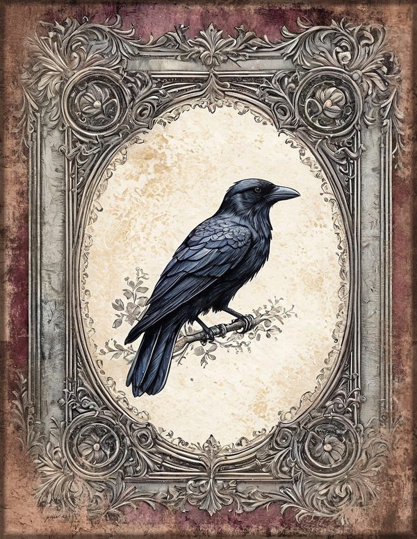 Junk Journal Papers: Printable Vintage Pages - Gothic Raven and Rose - Commercial Use — image 37