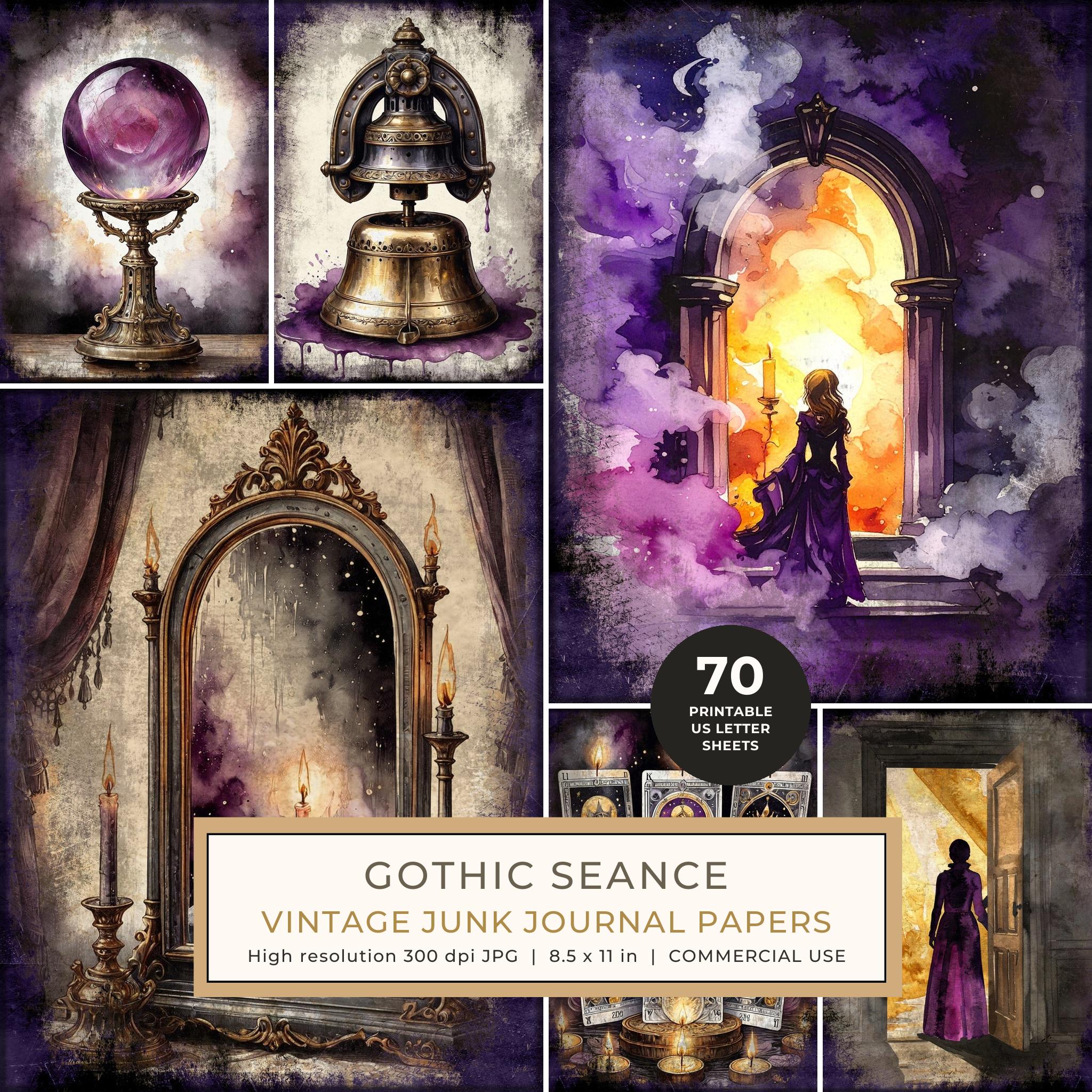 Junk Journal Papers: Printable Vintage Pages - Gothic Seance - Commercial Use