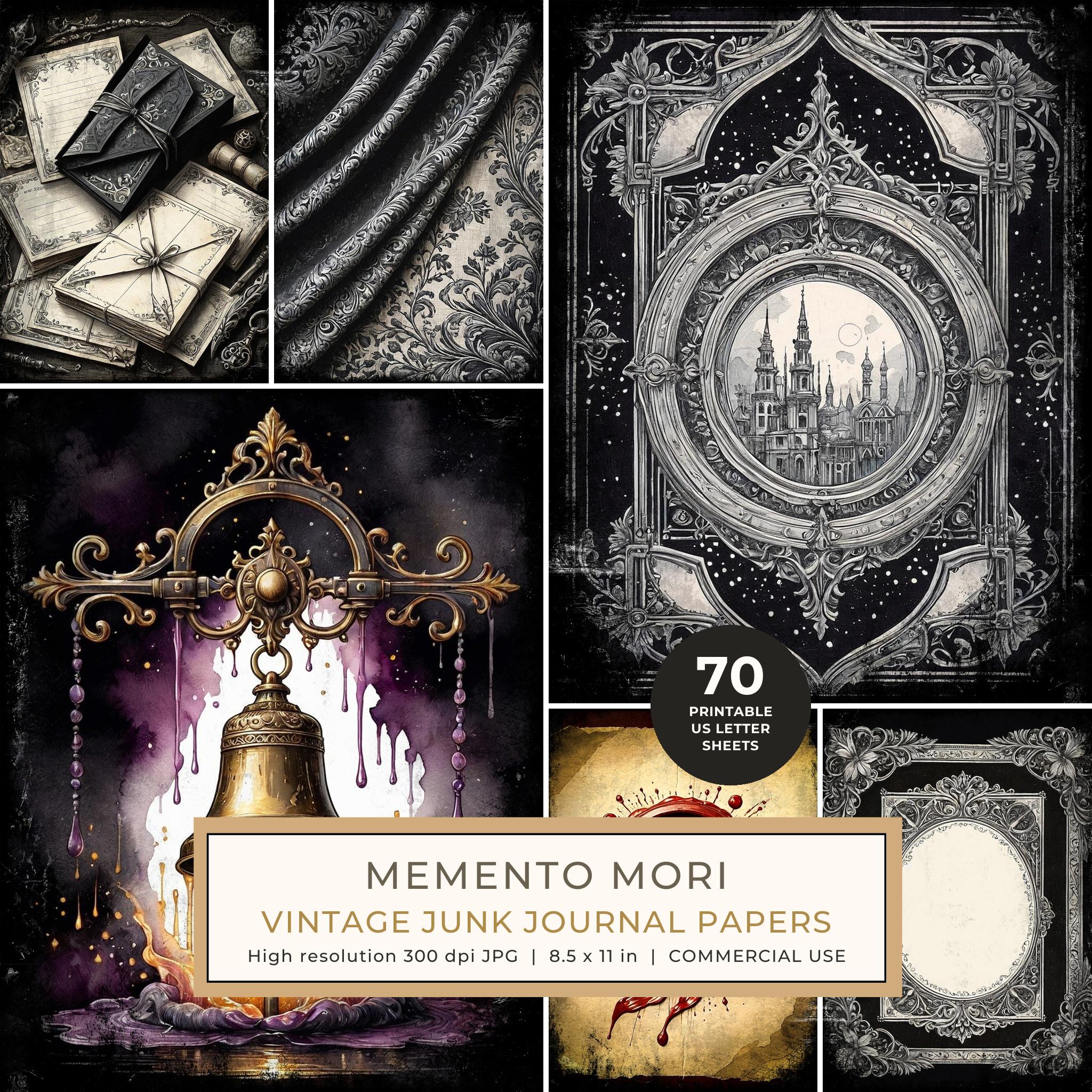 Junk Journal Papers: Printable Vintage Pages - Memento Mori - Commercial Use