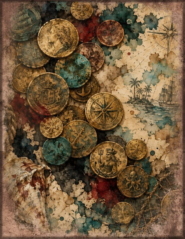 Treasure Chest Junk Journal Kit: Digital Scrapbook Paper - Pirates and Privateers - Commercial Use — image 2