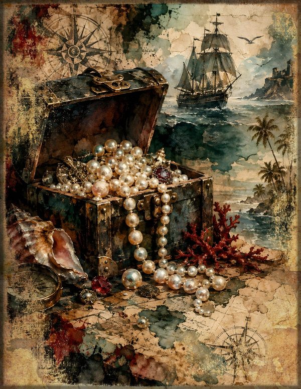 Treasure Chest Junk Journal Kit: Digital Scrapbook Paper - Pirates and Privateers - Commercial Use — image 5