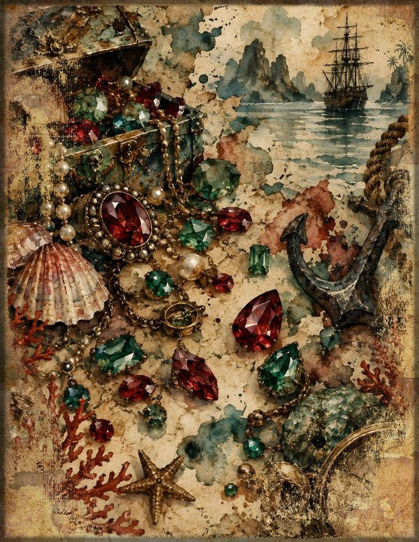 Treasure Chest Junk Journal Kit: Digital Scrapbook Paper - Pirates and Privateers - Commercial Use — image 7