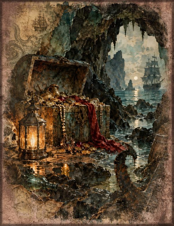 Treasure Chest Junk Journal Kit: Digital Scrapbook Paper - Pirates and Privateers - Commercial Use — image 10