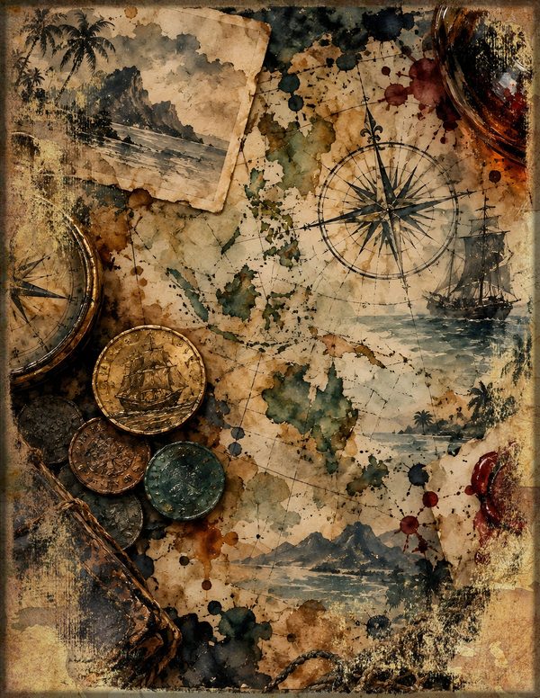 Treasure Chest Junk Journal Kit: Digital Scrapbook Paper - Pirates and Privateers - Commercial Use — image 11
