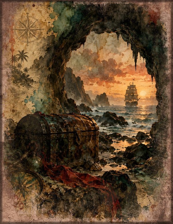 Treasure Chest Junk Journal Kit: Digital Scrapbook Paper - Pirates and Privateers - Commercial Use — image 12