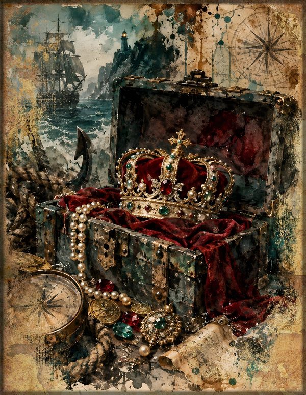 Treasure Chest Junk Journal Kit: Digital Scrapbook Paper - Pirates and Privateers - Commercial Use — image 13