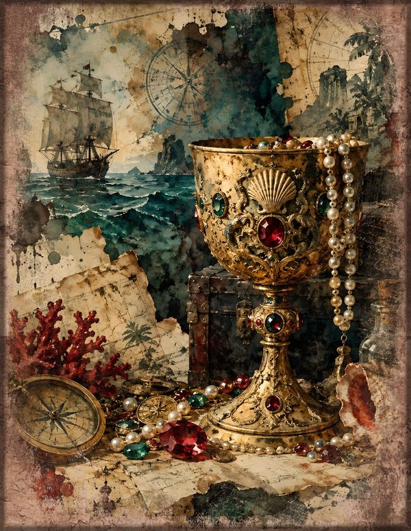 Treasure Chest Junk Journal Kit: Digital Scrapbook Paper - Pirates and Privateers - Commercial Use — image 16