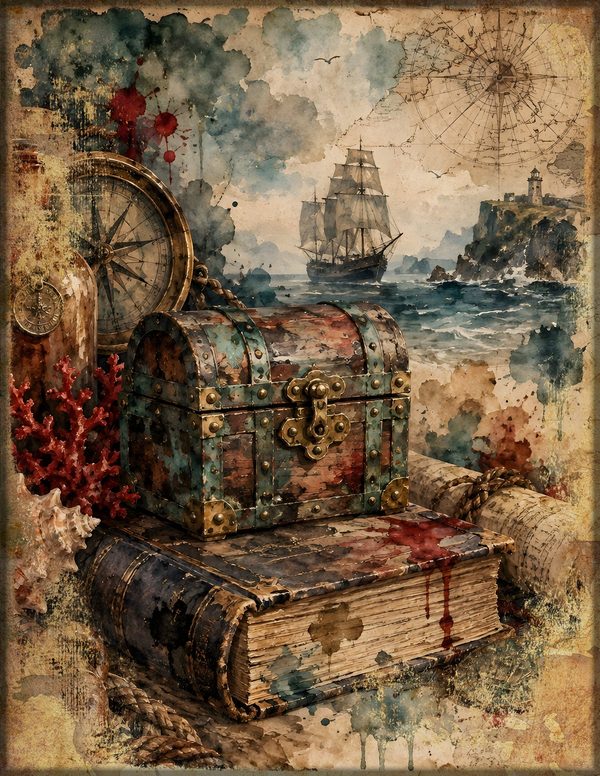Treasure Chest Junk Journal Kit: Digital Scrapbook Paper - Pirates and Privateers - Commercial Use — image 17