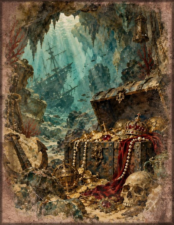 Treasure Chest Junk Journal Kit: Digital Scrapbook Paper - Pirates and Privateers - Commercial Use — image 20