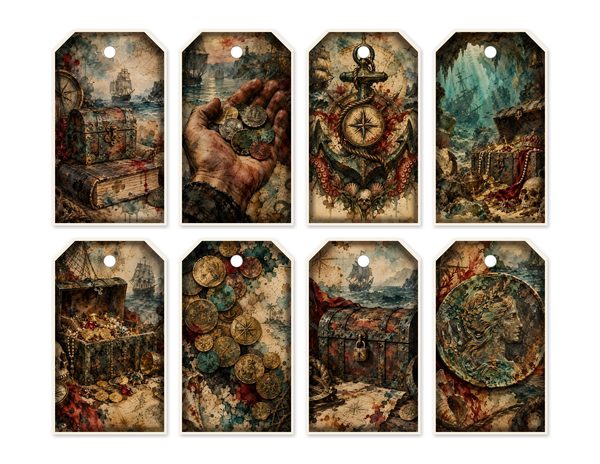 Treasure Chest Junk Journal Kit: Digital Scrapbook Paper - Pirates and Privateers - Commercial Use — image 49