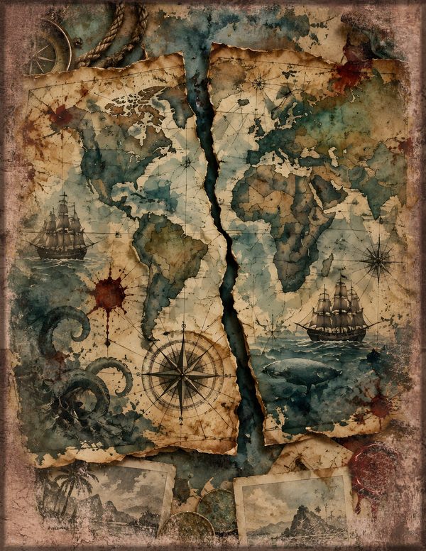 Treasure Maps Junk Journal Kit: Digital Scrapbook Paper - Pirates and Privateers - Commercial Use — image 8