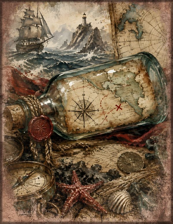 Treasure Maps Junk Journal Kit: Digital Scrapbook Paper - Pirates and Privateers - Commercial Use — image 10