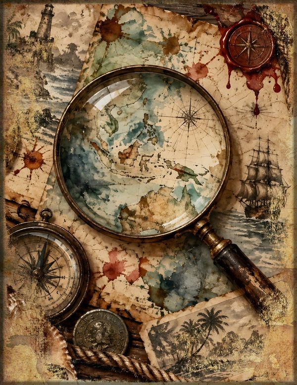 Treasure Maps Junk Journal Kit: Digital Scrapbook Paper - Pirates and Privateers - Commercial Use — image 13