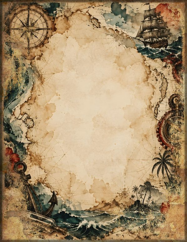 Treasure Maps Junk Journal Kit: Digital Scrapbook Paper - Pirates and Privateers - Commercial Use — image 15