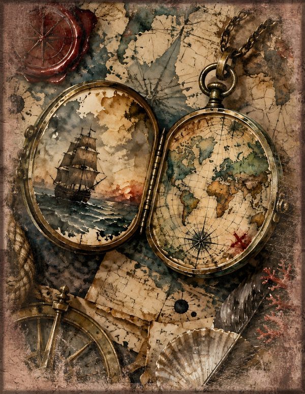 Treasure Maps Junk Journal Kit: Digital Scrapbook Paper - Pirates and Privateers - Commercial Use — image 16