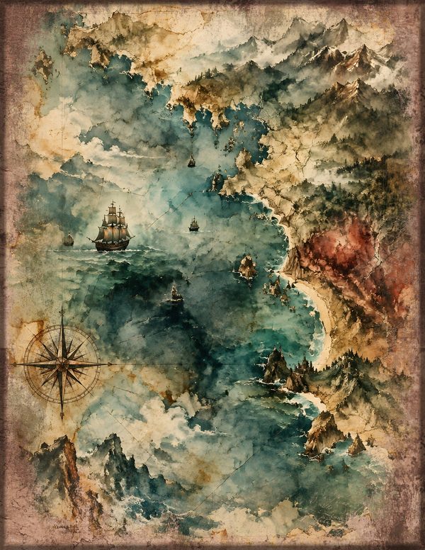 Treasure Maps Junk Journal Kit: Digital Scrapbook Paper - Pirates and Privateers - Commercial Use — image 20