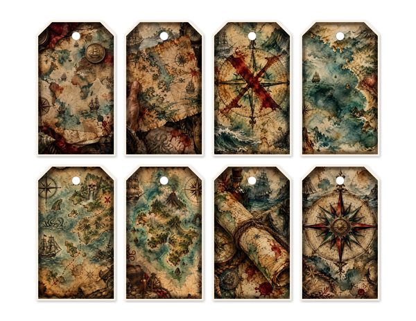 Treasure Maps Junk Journal Kit: Digital Scrapbook Paper - Pirates and Privateers - Commercial Use — image 49