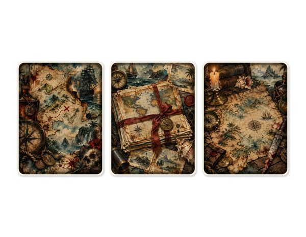 Treasure Maps Junk Journal Kit: Digital Scrapbook Paper - Pirates and Privateers - Commercial Use — image 50