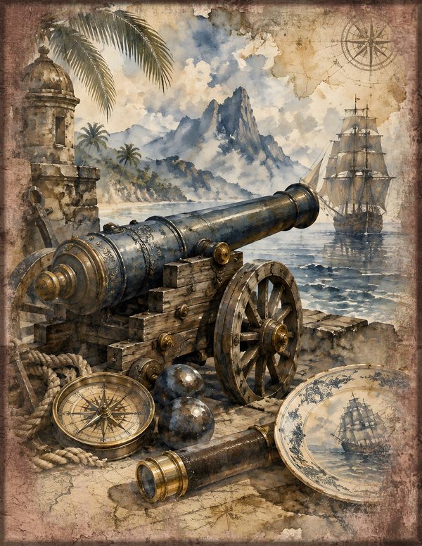 Cannons and Cutlasses Junk Journal Kit: Scrapbook Paper - Pirates and Privateers - Commercial Use — image 2
