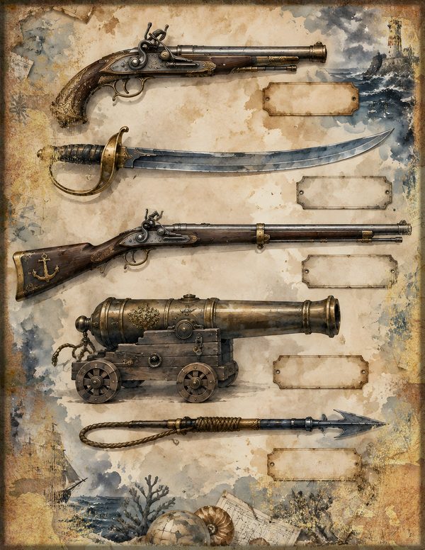 Cannons and Cutlasses Junk Journal Kit: Scrapbook Paper - Pirates and Privateers - Commercial Use — image 11